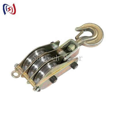 品質  QHS 50KN Dual Sheave Hoisting Tackle With Both Side Opening, Iron Hoisting Block 工場