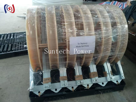 760x120x480mmの外形サイズ、50-150KNの定格荷重、R570の曲げ半径を備えた高張力架線用導体張線ブロック