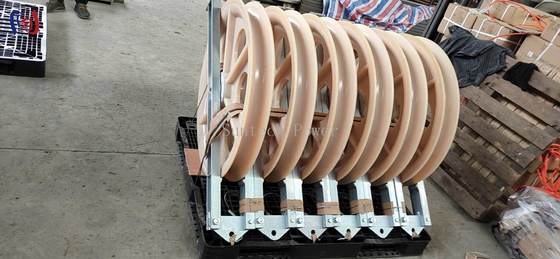 760x120x480mmの外形サイズ、50-150KNの定格荷重、R570の曲げ半径を備えた高張力架線用導体張線ブロック