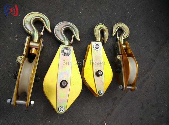 ナイロンシーブと10-100KN定格荷重を備えた架空電気工事用の軽量アルミニウム合金ホイスティングタックル