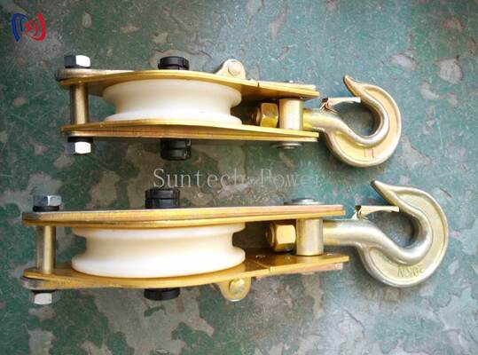 ナイロンシーブと10-100KN定格荷重を備えた架空電気工事用の軽量アルミニウム合金ホイスティングタックル