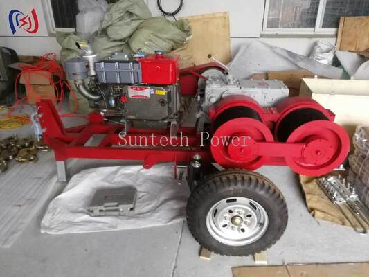 電力線工事用 6.3-9KW ダブルドラムウインチ (2000-3600RPM)、ケーブル同時引き出し・張力調整機能付き